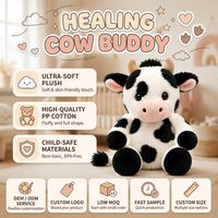Peluche de vache assise personnalisée, jouet en peluche de bétail mignon de dessin animé, poupée douce et moelleuse pour cadeau de vacances, décoration intérieure, faible MOQ, OEM, ODM