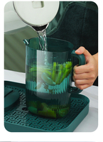 Ensemble de 6 Pièces Carafe Froide en Plastique 2L au Design Moderne, Pot à Eau Transparent avec Couvercle pour Maison et Hôtels