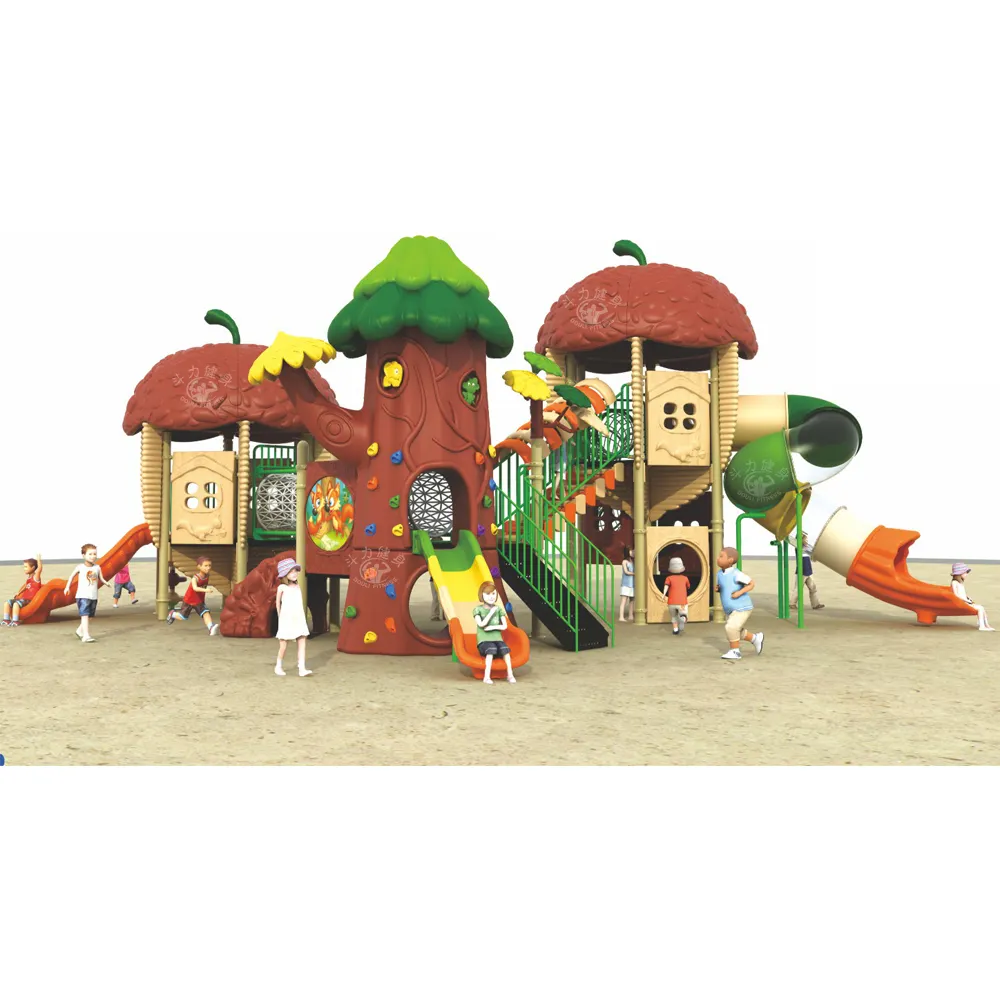 Sonho personalizável ao ar livre jardim de infância floresta de pinhão tema Dia. 114mm postes playground slide para crianças
