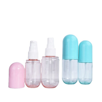 Bouteilles pulvérisatrices cosmétiques en plastique PET manuelles de 500 ml, écologiques, en forme de capsule, rose et bleu
