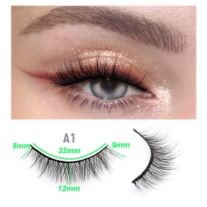 Vente en gros de faux <span class=keywords><strong>cils</strong></span> synthétiques vegan naturels humains 3d <span class=keywords><strong>soie</strong></span> pleine bande - Product Image 4