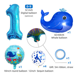 <span class=keywords><strong>Globo</strong></span> de película de aluminio semanal de ballenas de dibujos animados lindos para decoración de fondo de fiesta de cumpleaños - Product Image 2