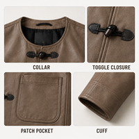 Veste sans col pour homme en similicuir avec fermeture à boutons, poches plaquées, manches longues, style décontracté pour tous les jours, marque privée