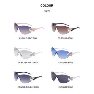 Lunettes de soleil personnalisées sans monture, anti-vent, pour femmes, verres PC UV400, noires, style Instagram, mode Y2K, lunettes de sport pour le cyclisme - Product Image 4