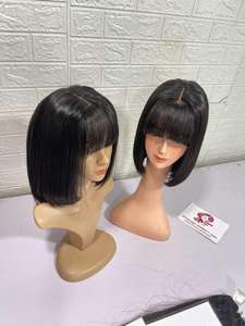 Cheveux vietnamiens bruts cheveux humains vierges HD dentelle fermeture perruque courte droite noir pour femme noire - Product Image 4