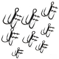 Hameçons triples KAITU en nickel noir, à ardillons, affûtés chimiquement, pour la pêche en mer et en bateau