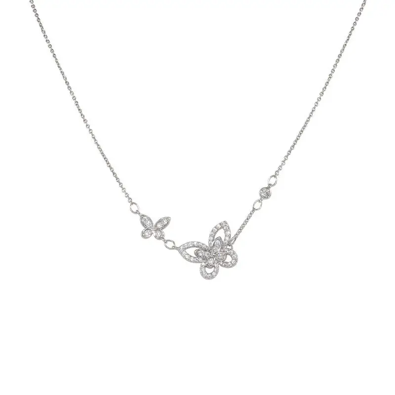 S925 sterling silver super fairy zircon butterfly necklace 2023 new women's light luxury niche design high-end choker