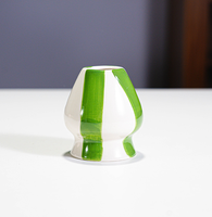 Accessoires et outils pour matcha, bols en céramique peints à rayures colorées, fouet à matcha, coffret cadeau avec bec verseur
