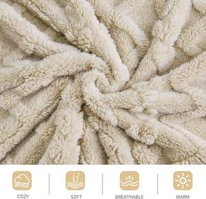 Manta de Jacquard Fuzzy, ligera, portátil, acogedora, suave, cálida, 100% poliéster, ecológica para mujeres, uso en otoño - Product Image 2