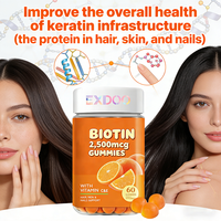 Bonbons gélifiés véganes en gros au collagène et à la biotine pour la santé des cheveux, de la peau et des ongles, 60 unités