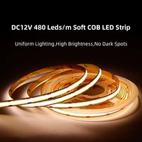 Bande LED COB flexible DC12V 24V 320 LED 480 LED Sans Soudure Sans Points Noirs CRI Élevé Ra90 pour Éclairage Intérieur Hôtelier et Résidentiel