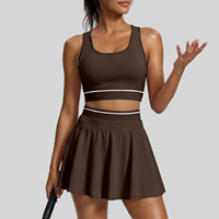 Jupe de tennis rayée taille haute respirante avec rembourrage intégré anti-exposition pour femme – Idéale pour le yoga et l'entraînement