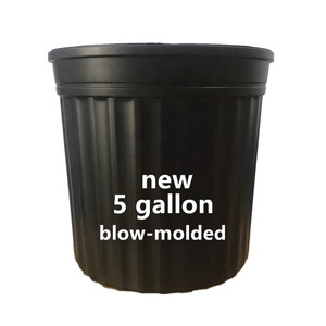 HUAJIN New 5 Gallon Pot 17 Quart 16 Liter 12" Inch 30cm Blow Mold Handle Black HDPE Plastic Nursery Pots For Plants