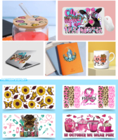 Autocollant pour tasse en film de transfert UVDTF de 16 oz, nouveau autocollant en PET de dessin animé pour tasses et mugs pour impression UV pour service d'impression DTF