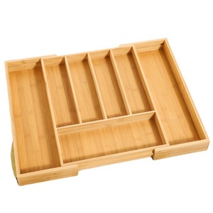 Bamboo Knife <b>Storage</b> <b>Box</b> 58x45x5.5cm Pull-Out Drawer Organizer <b>Kitchen</b> Cutlery Organizer Rectangular Standing Type - Product Image 5