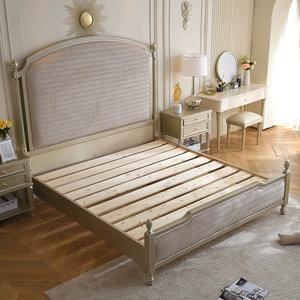 Customized Designs Home Bedroom Furniture Luxury Modern Bed Champagne Color Wooden Double King Size Bed With High Headboard - Product Image 5