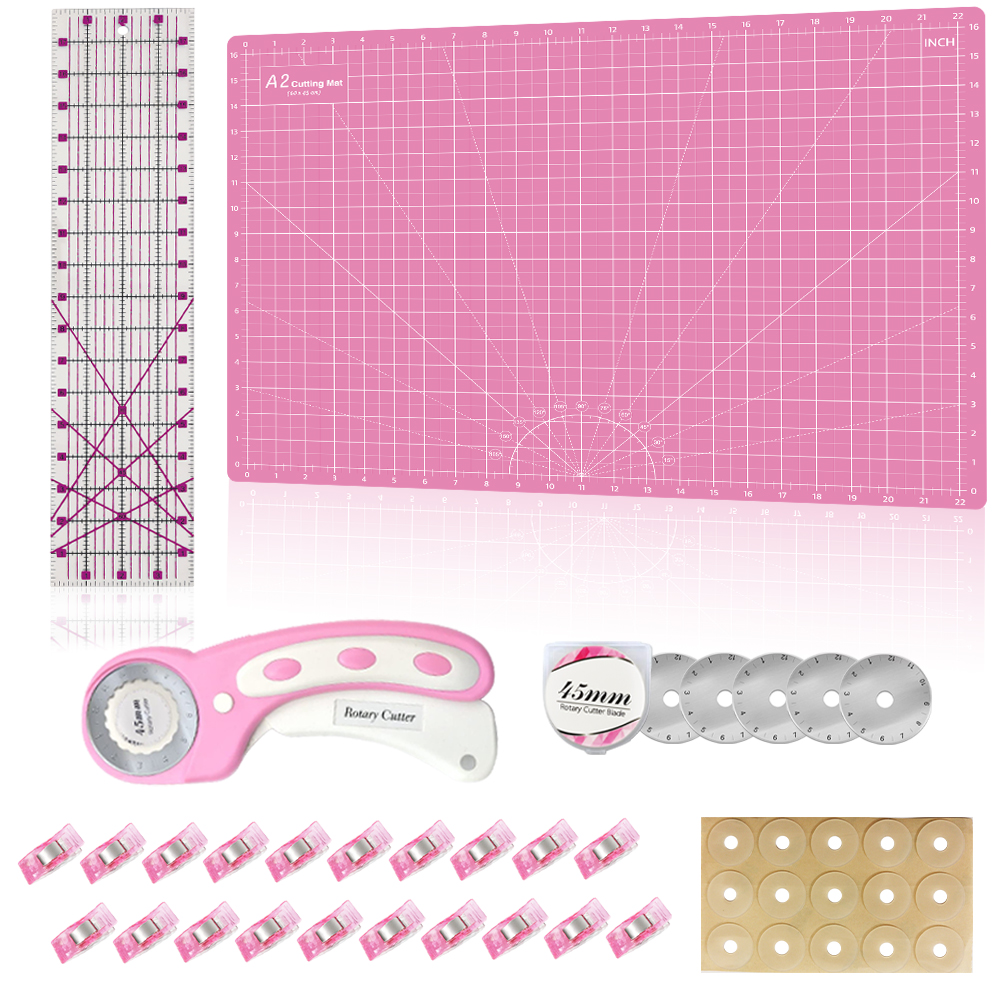 Ensemble de tapis de découpe et de cutter rotatif Pink-A2