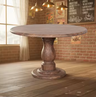 Table ronde de salle à manger simple vintage en bois recyclé naturel