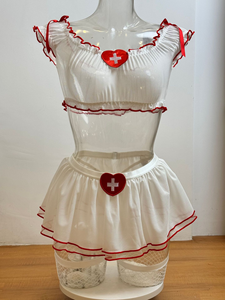 Ensemble soutien-gorge et string en maille jersey transparente avec dentelle romantique – Jeu de rôle sexy de médecin, respirant, maintien moyen, lavable en machine - Product Image 5