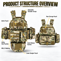 Gilet Tactique Professionnel Molle pour Extérieur, Chaleco Tactico, Protection Corporelle, Pochette, Porte-Plaque de Chasse, Gilet Tactique de Chasse