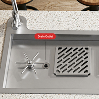 Rinse-verres automatique en acier inoxydable 304, à poser sur comptoir, installation facile, robinet réglable, qualité commerciale, pour cafés, bars et pichets
