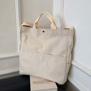 Custom Heavy Duty Reusable Fabric White Black Printed Logo Cotton Handle Canvas <b>Luggage</b> Tag Zipper Closure Drawstring Handle - Product Image 5