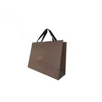 Logo personnalisé de haute qualité, poignée de sac en papier brun doré pour boutique, technologie d'impression offset numérique
