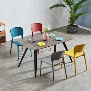 Silla de Comedor Apilable de Plástico Reforzado, Estilo Nórdico Moderno y Simple, para Hotel, Exterior, Hogar, con Respaldo - Product Image 4