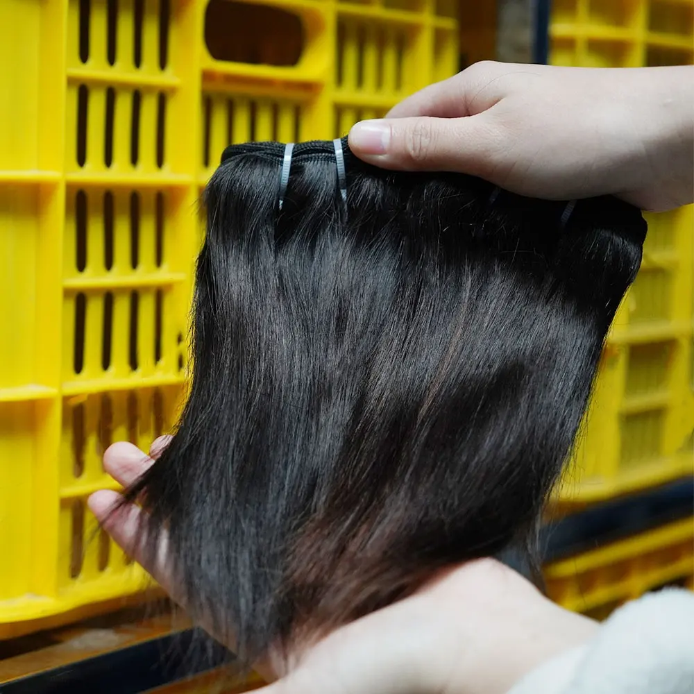 20 Buah Rambut Murah Warna Natural Rambut Virgin Lurus Brasil 100% Mentah Belum Diproses 1 Kiloan Ekstensi Rambut Manusia Sambungan