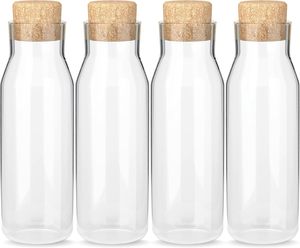 <b>Clear</b> Glass <b>Water</b> <b>Bottle</b> with Cork Lid Reusable Tumbler for Travel Minimalist Design Unisex Use - Product Image 1
