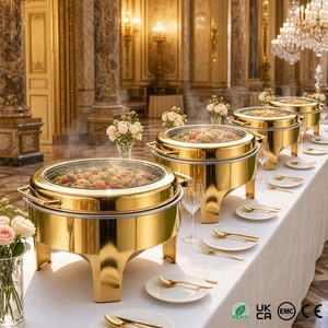 Ensemble de réchauds de luxe dorés 6L pour événements de restaurant, traiteur, buffet, maintien au chaud des aliments, service hôtelier, <span class=keywords><strong>palais</strong></span> et villa - Product Image 1