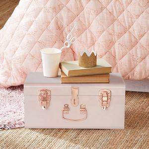 ピンク メタル ストレージ トランク カスタム 記念品トランク ローズゴールドハンドル 装飾トランク - Product Image 6