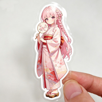 Autocollant en vinyle PVC blanc réfléchissant, transparent, holographique, imperméable, découpé sur mesure, avec logo personnalisé, dessin animé, anime