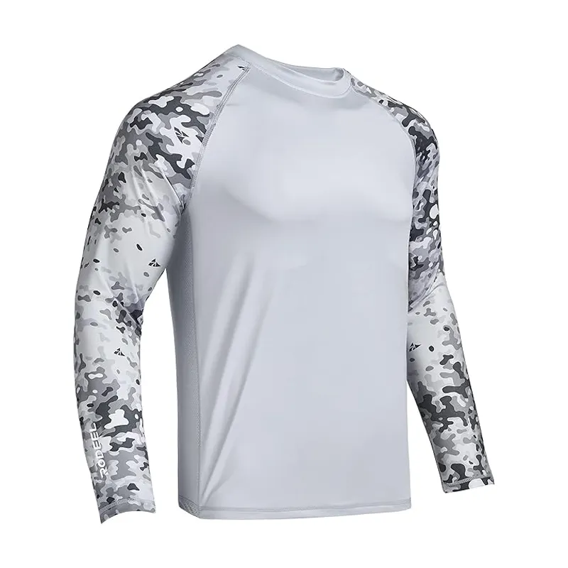 Factory Price Sports Wear UPF50+ Quick Dry Long Sleeve Printing SPF Fishing Jersey Shirt Polyester Round Neck Fishing Shirt
