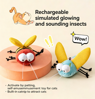 Jouet interactif pour chat rechargeable, jouet en peluche en forme de cigale activé par le toucher avec antenne lumineuse et son, jouet à mâcher