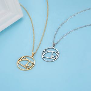 <span class=keywords><strong>Fibonacci</strong></span> espiral círculo triángulo proporción dorada geometría colgante collar mujeres gargantilla collar joyería de acero inoxidable - Product Image 3