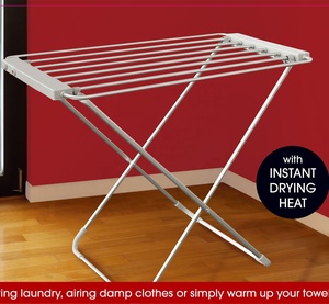 Tendedero Plegable Portátil Más Vendido, Tendedero Eléctrico <span class=keywords><strong>de</strong></span> Aluminio con Barras Plateadas y Luz Indicadora - Product Image 3