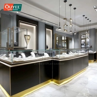 Vitrine à bijoux de créateur en aluminium, comptoir large pour boutique, espace de vente professionnel en libre-service