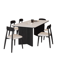 Ensemble de table à manger moderne en bois et marbre de style nordique avec 6 chaises pour salle à manger, restaurant, bar à domicile, appartement, meubles