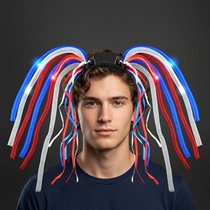 Accessoires <span class=keywords><strong>de</strong></span> fête <span class=keywords><strong>du</strong></span> <span class=keywords><strong>4</strong></span> juillet, bandeau lumineux patriotique en polyester ABS avec LED 2R2B2W, 3 piles AG13 incluses - Product Image 4