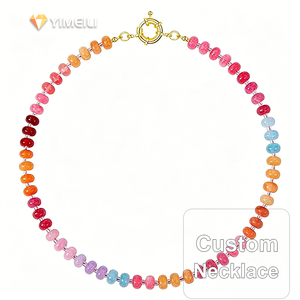 YIMEILI & 50+ Colori Collana Estiva con Perline Arcobaleno in Pietra Naturale da 8MM/6MM, Chiusura in Acciaio Inossidabile Placcato Oro - Product Image 1