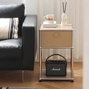 طاولة سرير متعددة الوظائف من الفولاذ المقاوم للصدأ بتصميم العصور الوسطى، خزانة تخزين جانبية للأريكة بتصميم باوهاوس - Product Image 4