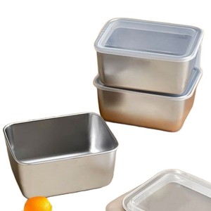 Stainless Steel Food Storage <b>Containers</b> Microwave Safe Square Lunch Boxes Insulated Bento Box For Student Office Use - Product Image 3