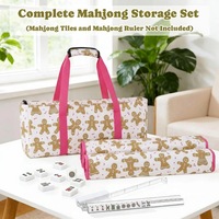 Set Tas Jinjing Mahjong Amerika 3 Buah Motif Sapi, Tas Penyimpanan Mahjong Kanvas Kosong untuk Malam Permainan, Hadiah Liburan