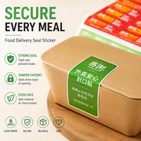 Autocollants de livraison en PVC acrylique écologiques, faciles à déchirer, pour boîtes à pizza, scellés pour plats à emporter, étiquettes personnalisées pour emballages alimentaires pour services de traiteur