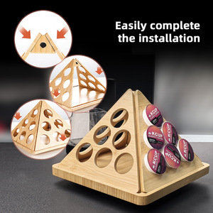 Organizador de cápsulas de café de bambú, forma triangular giratoria, estante de almacenamiento de una sola capa para cápsulas K-Cup - Product Image 4
