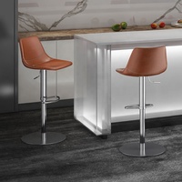 [En stock] Chaise de bar en cuir nordique, moderne, minimaliste, légère, avec dossier de luxe, pivotante, réglable en hauteur