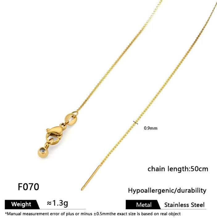 Gold sunflower chain-09 mm wide-50 cm necklace
