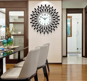 北欧简约设计黑色家用钟表装饰配件批发墙表供应商