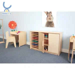 Xiha móveis, armários, berçário, armários de madeira com prateleiras abertas para secagem de pintura ou armazenamento de papel de arte
